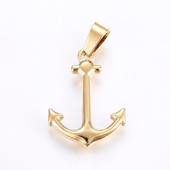 304 Stainless Steel Pendants, Anchor, Golden, 23x17.5x3mm, Hole: 7x4mm