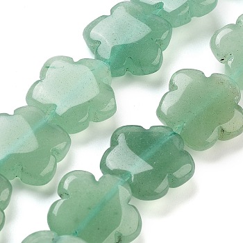 Natural Green Aventurine Beads Strands, Flower, 20x20x6mm, Hole: 1.4mm, about 20pcs/strand, 14.57~14.96 inch(37~38cm)