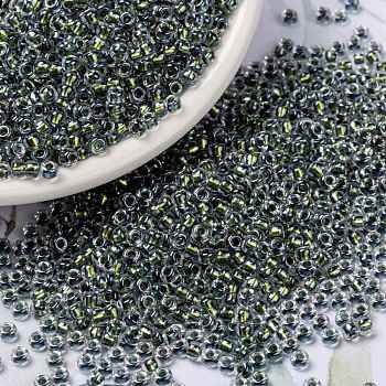 MIYUKI Round Rocailles Beads, Japanese Seed Beads, 8/0, (RR3201) Magic Golden Olive Lined Crystal, 3mm, Hole: 1mm, about 422~455pcs/10g