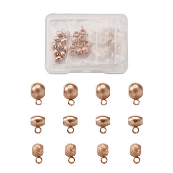 Vacuum Plating 304 Stainless Steel Tube Bails, Loop Bails, Bail Beads, Mixed Shapes, Rose Gold, 30pcs/box