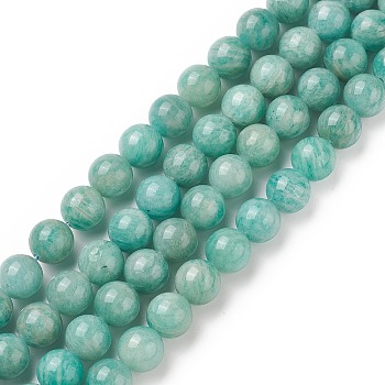 Natural Amazonite Beads Strands, Round, Grade A, 10mm, Hole: 1mm, about 37pcs/strand, 15.35 inch(39cm)