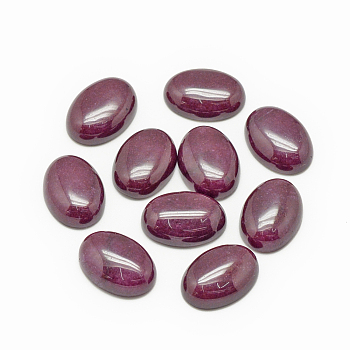 Natural White Jade Cabochons, Dyed, Oval, Medium Violet Red, 18x13x5mm