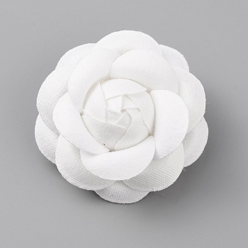 Camellia Shaped Velet Lapel Pin, Alloy Exquisite Brooch for Women, White, 58.5x58x27mm, Pin: 0.5mm