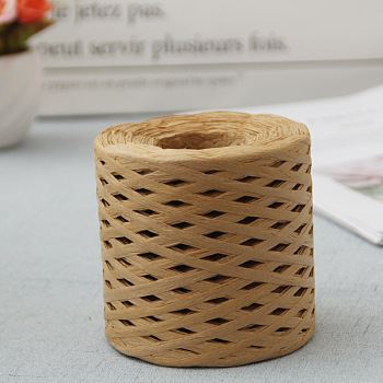 Raffia Ribbon, Packing Paper String, Raffia Twine Paper Cords for Gift Wrapping and Weaving, Peru, 3~4mm, about 218.72 Yards(200m)/Roll