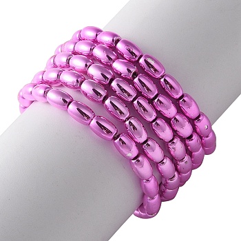 Electroplate Beads Strands, Oval, Magenta, 4.5x3mm, Hole: 0.8mm, about 94~99pcs/strand, 16.93~18.11''(43~46cm)