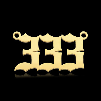 201 Stainless Steel Pendants, Number, Real 18K Gold Plated, Num.3, 12~14x18~26x1mm, Hole: 1.4mm