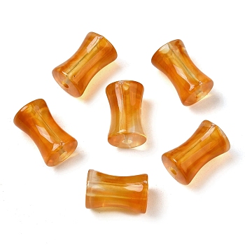 Transparent Acrylic Beads Gradient Effect, Bamboo Joint, Orange, 12.5x7.5mm, Hole: 1.8mm, 1020pcs/500g