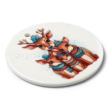 Christmas Handmade Printed Porcelain Big Pendants(PORC-F009-02)-3