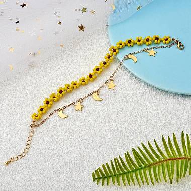 многожильный браслет с плетеным цветком из стеклянных семян(BJEW-SW00069-02)-6