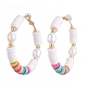 Basketball Wives Style Brass Heishi Beaded Hoop Earrings(EJEW-JE04086-01)-2