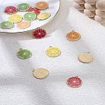 16Pcs 4 Colors Light Gold Alloy Enamel Pendants, Cadmium Free & Nickel Free & Lead Free, Lime Slice, Mixed Color, 26x23x2mm, Hole: 2mm, 4pcs/color(ENAM-LP0001-19)