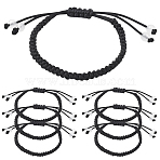 12Pcs Braided Nylon Cord Bracelets, with Beads, Black, Inner Diameter: 1-3/4~3-1/4 inch(4.6~8.3cm)(BJEW-SP0001-27A)
