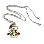 Christmas Snowman Acrylic Pendant Necklaces & Dangle Earrings Sets, Platinum, 600~620mm & 34.5mm(WG13ED8-03)