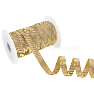 Glitter Metallic Elastic Cord, Sparkle Elastic Cord, Flat, Gold, 10mm, about 21.87 Yards(20m)/Set(EC-AR0001-08)