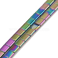 Electroplated Non-magnetic Synthetic Hematite Beads Strands, Square, 2-Hole, Rainbow Plated, 5x5x2mm, Hole: 0.8mm, about 74pcs/strand, 15.75 inch(40cm)(G-G089-B02-02)