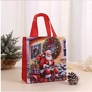 Rectangle Christmas No Woven Fabric Printed Tote Bags, Gift Storage Supplies, Santa Claus, 21.7x10.8x23cm(ABAG-P015-03A)