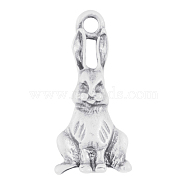 Alloy Bunny Pendants, Lead Free & Cadmium Free & Nickel Free, Rabbit, Platinum Color, 23.5x10.3x2.8mm, Hole: 2mm(X-PALLOY-A15373-N-NF)