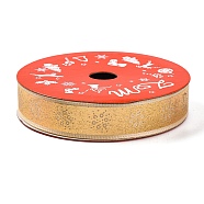 5 Yards Christmas Gold Stamping Polyester Printed Ribbon, for Gift Wrapping, Snowflake, 5/8 inch(16mm)(OCOR-A008-01A)