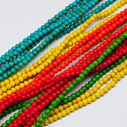 Synthetic Turquoise Beads Strands, Dyed, Round, Mixed Color, 3mm, Hole: 0.5mm, about 135pcs/strand, 16 inch(TURQ-G106-3mm-01)