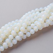 16 inch long Opalite Loose Beads, Opal Round Beads Strands, White, 8mm, Hole: 1mm, about 49pcs/strand, 15 inch(X-GSR8mmC081)