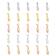 20Pcs 5 Colors Brass Ice Pick Pinch Bails, Leaf, Mixed Color, 13.5x5mm, Hole: 6x4mm, Pin: 1mm, 4pcs/color(KK-FH0005-80)
