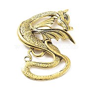 Dragon Brooch, Alloy Badge for Unisex, Antique Golden, 70x50x9mm(JEWB-K018-19AG)
