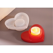 Candle Holder DIY Silicone Molds, Candlestick Molds, Resin Plaster Cement Casting Molds, Heart, 93x105x29mm, Hole: 39.5mm, Inner Diameter: 70.5x97mm(SIL-F008-01G)