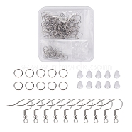 DIY Earring Making Kit, Including 60Pcs 304 Stainless Steel Earring Hooks, 60Pcs 304 Stainless Steel Open Jump Rings, 60Pcs Plastic Ear Nuts, Stainless Steel Color, Earring Hooks: 21x22mm, Hole: 2mm, Pin: 0.7mm(FIND-YW0001-29)