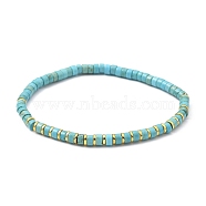 Natural Howlite Stretch Beaded Bracelets, with Electroplated Non-magnetic Synthetic Hematite Beads, Flat Round, Inner Diameter: 2-1/4 inch(5.8cm)(BJEW-JB05496-04)
