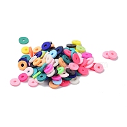 Handmade Polymer Clay Beads, Heishi Beads, Flat Round/Disc, Mixed Color, 6x1mm, Hole: 1.5mm, about 2400pcs/100g(X-CLAY-XCP0001-07B)