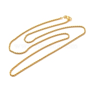 2mm Rack Plating Brass Rope Chain Necklaces for Women Men, Cadmium Free & Lead Free, 901 Stainless Steel Clasp, Long-Lasting Plated, Real 18K Gold Plated, 23.62 inch(60cm)(MAK-L044-59G)