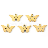 PVD Vacuum Plating 304 Stainless Steel Pendants, Laser Cut, Butterfly, Real 18K Gold Plated, 12x19x1mm, Hole: 1.2mm(STAS-N092-71G)