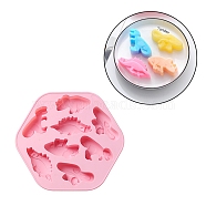 Food Grade DIY Silicone Molds, Fondant Molds, Baking Molds, Chocolate, Candy, Biscuits, UV Resin & Epoxy Resin Jewelry Making, Dinosaur, Pink, 230x252x30mm(DIY-E031-01)
