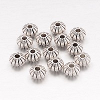 Tibetan Style Spacer Beads, Lead Free & Cadmium Free, Lantern, Antique Silver Color, Size: about 8mm in diameter, 5mm thick, hole: 2mm
