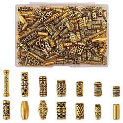 150Pcs 15 Style Tibetan Style Alloy Beads, Cadmium Free & Lead Free, Mixed Shapes, Antique Golden, 7~25x3.5~7mm, Hole: 1.5~3.5mm, 10pcs/style(TIBEB-SZ0001-01)