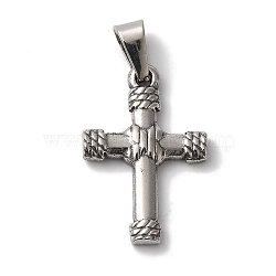 Non-Tarnish 304 Stainless Steel Pendants, Cross Charms, Religion, Stainless Steel Color, 24.5x16x3mm, Hole: 7x3.5mm(STAS-L081-040P-01)