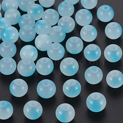 Imitation Jade Glass Beads, Transparent Two Tone Baking Painted Round Beads, Ghost White, 8x7.5mm, Hole: 1.2~1.4mm(DGLA-S120-01B-11)