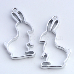 Alloy Bunny Open Back Bezel Pendants, For DIY UV Resin, Epoxy Resin, Pressed Flower Jewelry, Rabbit, Hollow, Lead Free & Nickel Free, Matte Silver, 43.9x23.5x3.5mm, Hole: 3mm
(X-PALLOY-S047-41B-FF)