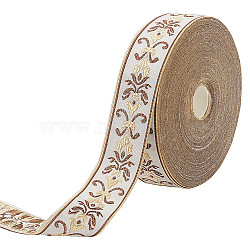24M Polyester Flower Jacquard Ribbons, for Clothing Ornament, Floral White, 1-1/4 inch(32mm), about 26.25 Yards(24m)/Roll(OCOR-WH0045-22A)