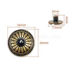 Alloy Decorative Buttons, with Synthetic Turquoise, Flower, 3cm(PW-WG1200D-24)