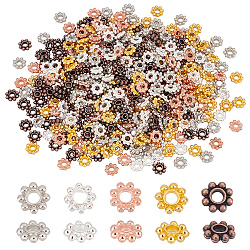 GOMAKERER 500Pcs 5 Colors Alloy Daisy Spacer Beads, Flower, Metal Findings for Jewelry Making Supplies, Mixed Color, 5x1.5mm, Hole: 1.8mm, 100pcs/color(TIBEB-GO0001-05)