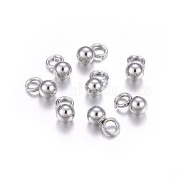 304 Stainless Steel Sphere Charms, Round Ball, Stainless Steel Color, 5.5x3mm, Hole: 1.8mm(STAS-O107-04P-B)