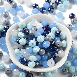 Glass Beads, Faceted, Rondelle, Light Blue, 8x6mm, Hole: 1mm, about 145pcs/60g(EGLA-A034-SM8mm-40)