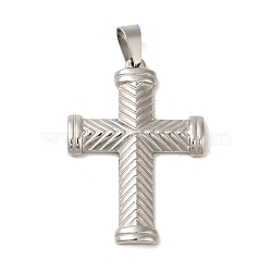 Non-Tarnish 304 Stainless Steel Pendants, Corss Charm, Stainless Steel Color, 45x31x4mm, Hole: 7x5mm(STAS-C103-01P)