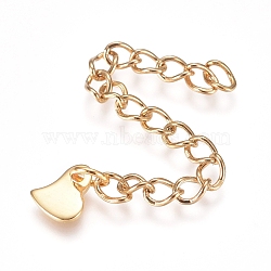 304 Stainless Steel Chain Extender, Curb Chain, with Charms, Heart, Golden, 58mm(X-STAS-G221-22G)