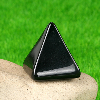 Natural Obsidian Healing Pyramid Figurines, Reiki Energy Stone Display Decorations, 20x18mm