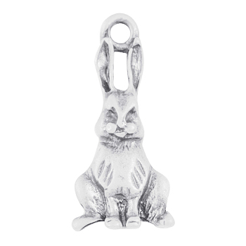 Alloy Bunny Pendants, Lead Free & Cadmium Free & Nickel Free, Rabbit, Platinum Color, 23.5x10.3x2.8mm, Hole: 2mm