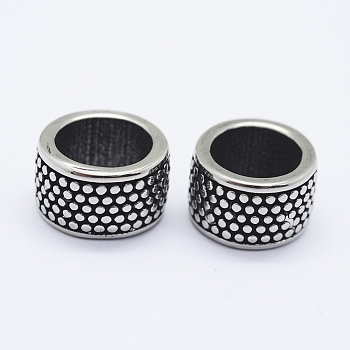 316 Surgical Stainless Steel Beads, Large Hole Beads, Column, Antique Silver, 11.5x7mm, Hole: 8mm