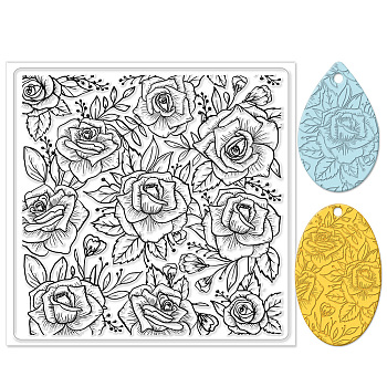 Silicone Clay Texture Mat, Clay Modeling Pattern Pad, June Rose, 140x140x3mm