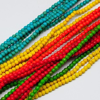 Synthetic Turquoise Beads Strands, Dyed, Round, Mixed Color, 3mm, Hole: 0.5mm, about 135pcs/strand, 16 inch
